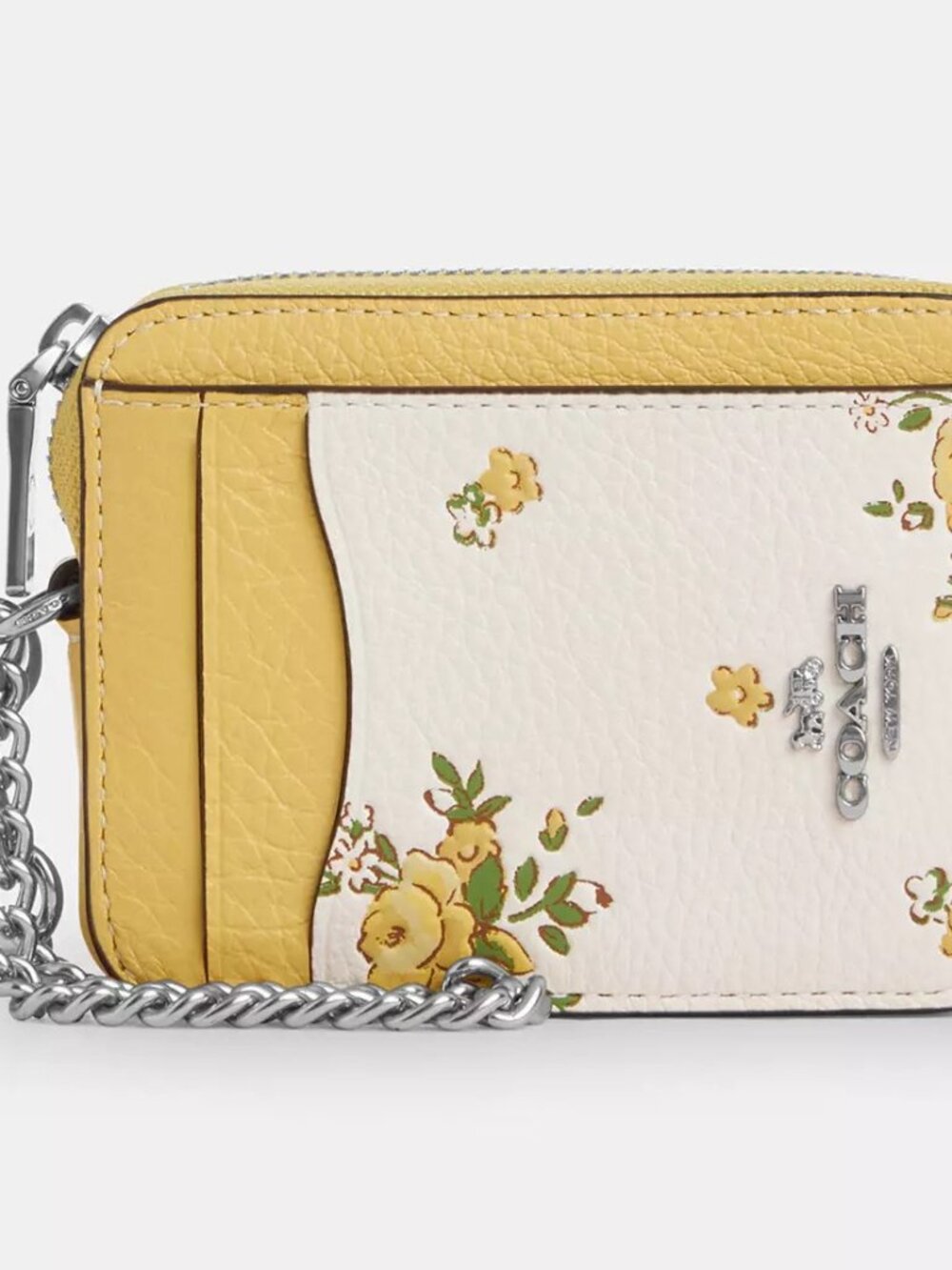 NWT Coach Zip Card Case In Signature Canvas With Floral Print CAU44 - Picture 3 of 5